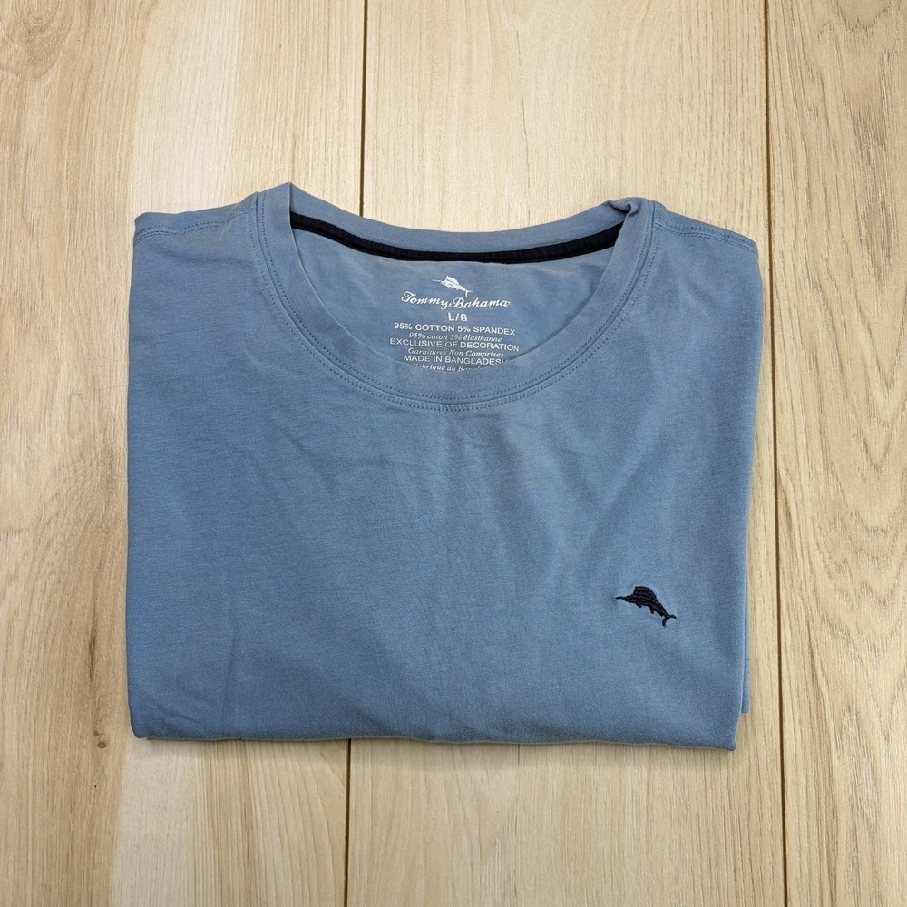 Tommy Bahama Men's Lounge Wear Blue Tee Shirt Size Large Cotton Short Sleeve